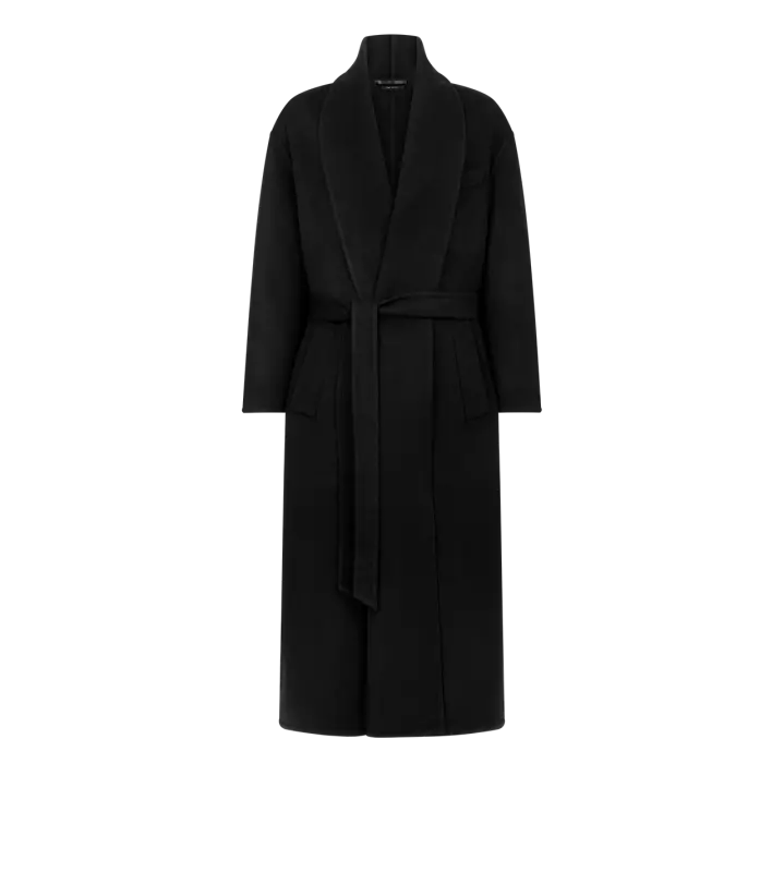DOUBLE SPLITTABLE WOOL CASHMERE SHAWL COAT BLACK online